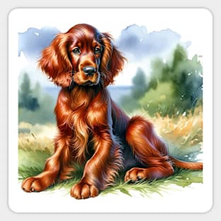 Watercolor Puppies Irish Setter - Cute Puppy Sticker